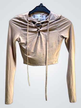 FaithVintage Langarm-Lace-Up-Crop-Top