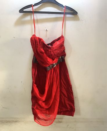 AX Paris Rotes Drapiertes Trägerkleid