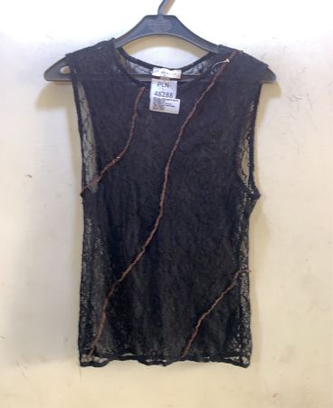 Topshop Schwarzes Spitzenärmelloses Top