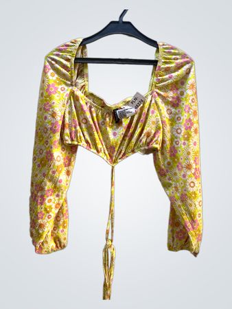 H&M Floral Print Square Neck Cropped Top
