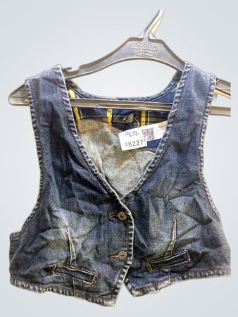 Jeansweste mit kariertem Futter