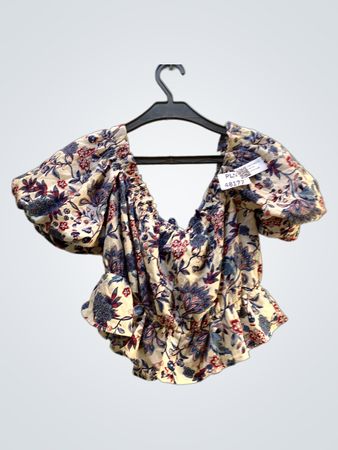 Faith Vintage Damen Blumendruck Off-Shoulder Top