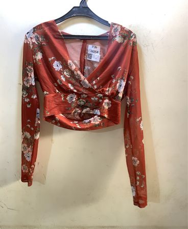 FaithVintage Langarm-Blumenmuster-Wickeloberteil
