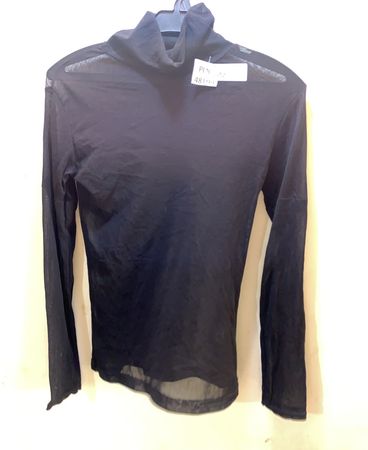 Black Turtleneck Mesh Top