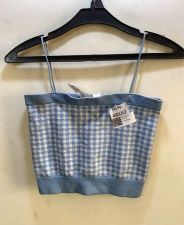 FaithVintage Blau Hahnentritt Crop Top
