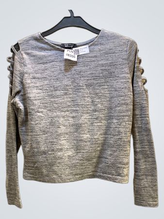 New Look Graues Langarm-Ausschnitt-Oberteil