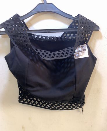 FaithVintage Schwarzes Netz-Crop-Top