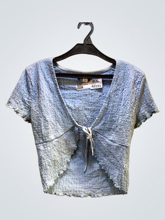 TOPSHOP Blau Rüschstrickband Front Crop Top