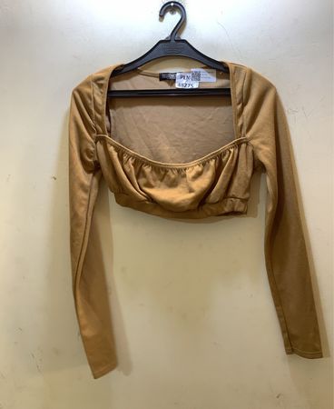 Fashionkinky Long Sleeve Square Neck Crop Top