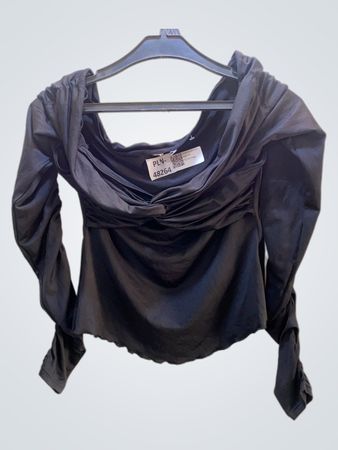FaithVintage Schwarzes Raffung Langarmshirt