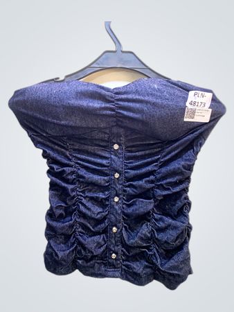 FaithVintage Raffung Denim Trägerloses Top