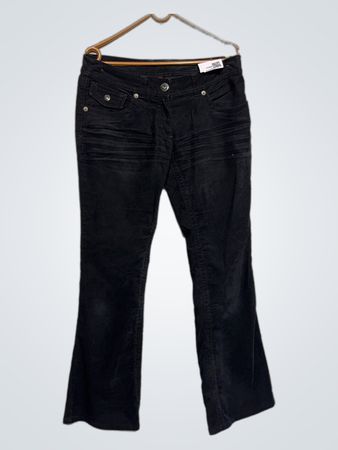 Schwarze Corduroy Schlaghose