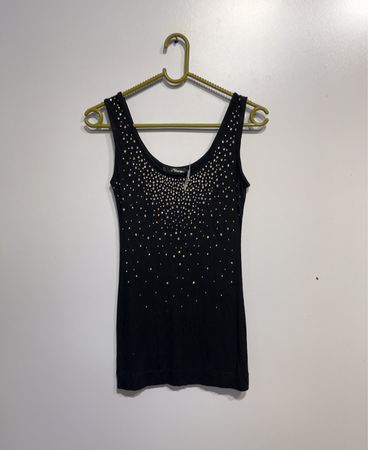 J.J. Woman schwarzes Tanktop mit Strasssteinen