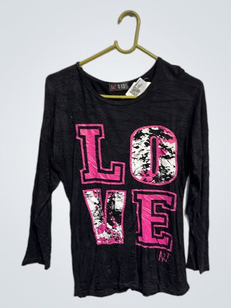 AZZ 4 KIDS Schwarzes Langarm-LIEBE T-Shirt