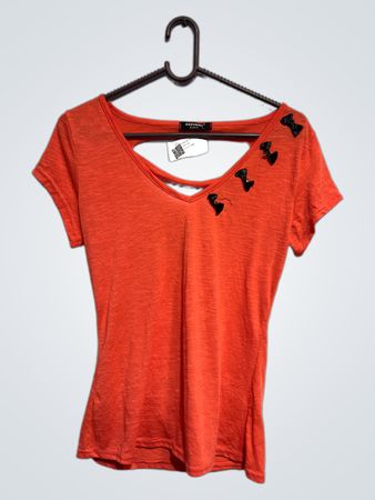 ERZORIA PARIS Orange Cut-out Bow T-Shirt