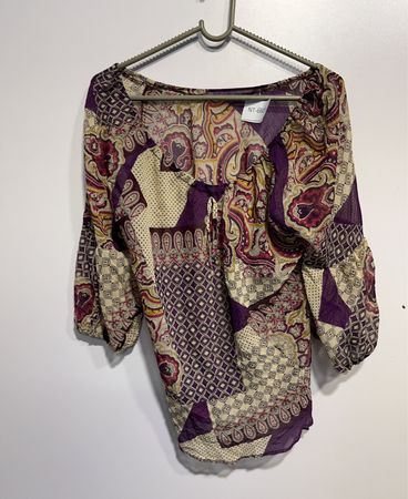 Patchwork Print Bluse