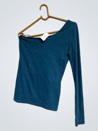 Teal Ein-Schulter Langarm-Top