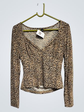 Leopardenmuster Langarmoberteil