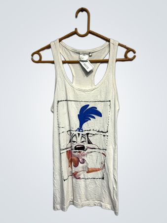 Weißes Tanktop mit Cartoon-Grafik