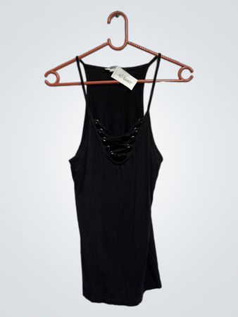 Schwarzes Tanktop mit Schnürdetails