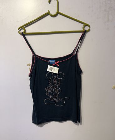 Schwarzes Disney Mickey Mouse Strass-Camisole
