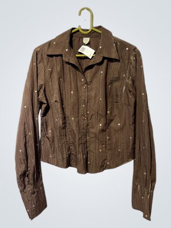 Braunes verziertes Button-Up Hemd