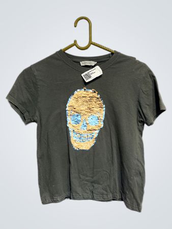 UNIF Pailletten Schädel T-Shirt