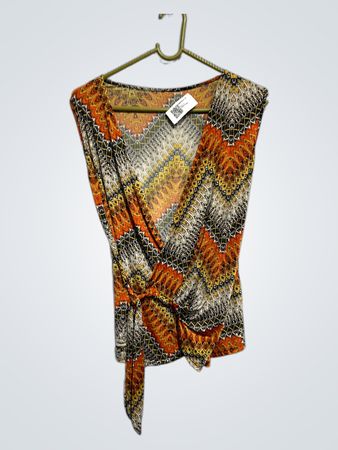 Ärmelloses Wickeltop mit geometrischem Druck