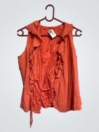 Oranges ärmelloses Rüschenshirt