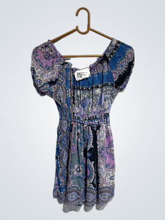 Boho Paisley Print Off-Shoulder Kleid