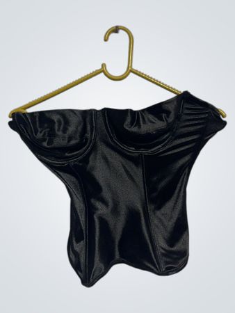 Schwarzes Satin-Korsett-Top