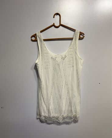 Emod White Embellished Tank Top