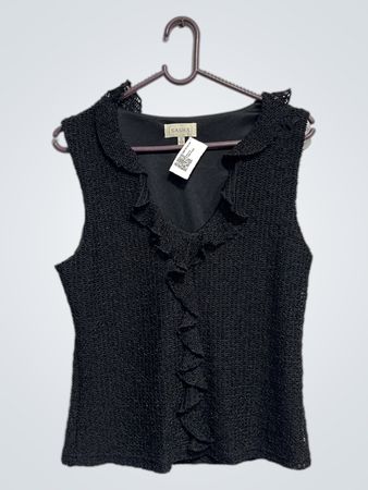 Sasha Black Ruffled Ärmelloses Top