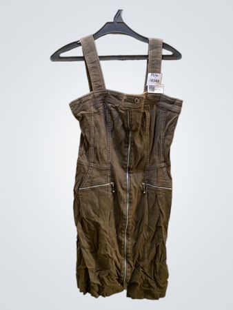 FaithVintage Braunes Reißverschluss-Overall-Kleid