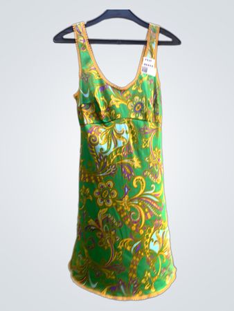 FaithVintage Grünes Paisley-Druckkleid