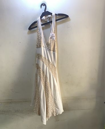 FaithVintage Cream Lace Halterkleid