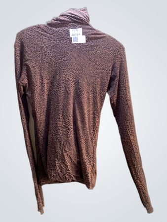 Braunes Leopardenmuster Rollkragen Langarmshirt