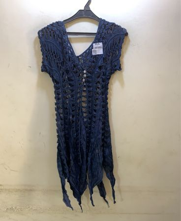 FaithVintage Blau Häkelkleid
