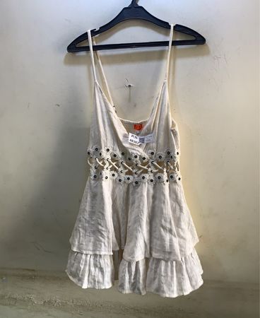 Fire & Ice Cream White Lace Trim Schicht-Rüschenkleid