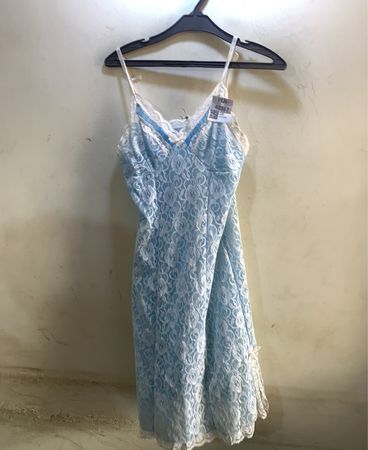 FaithVintage Blau Spitzen-Nachtkleid