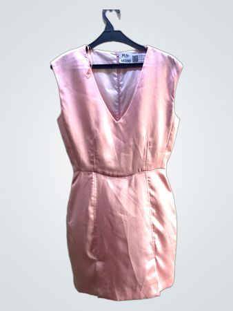 Rosa ärmelloses V-Ausschnitt-Kleid