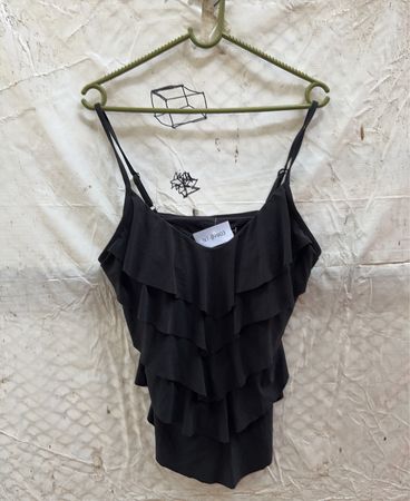 Schwarzes gerafftes Tanktop