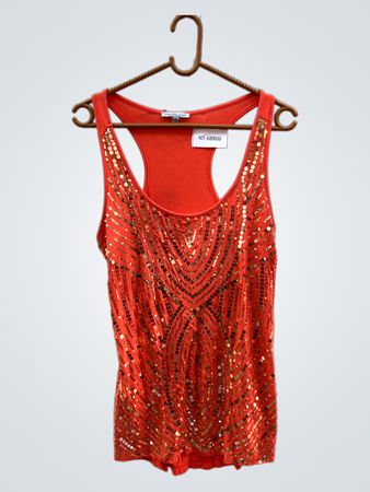 Oranges Pailletten-Racerback-Top
