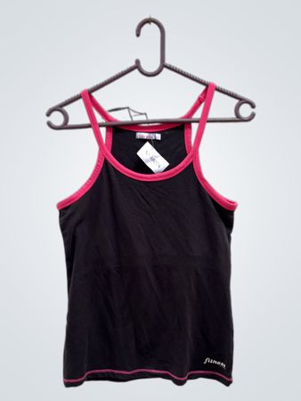 Kiska Kiska Schwarz Tanktop mit pinkem Besatz
