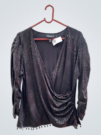 GEMS Damen Schwarzes Pailletten Rüschenshirt