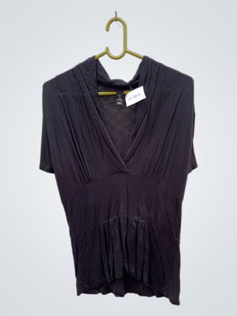H&M Schwarzes V-Ausschnitt Gerafftes Oberteil
