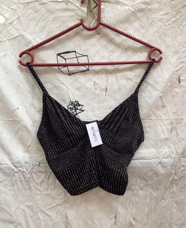 Schwarzes glitzerndes Cropped Top