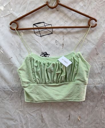  hellgrünes gerafftes Crop-Top