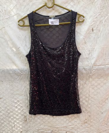 Schwarzes Pailletten-Trägershirt