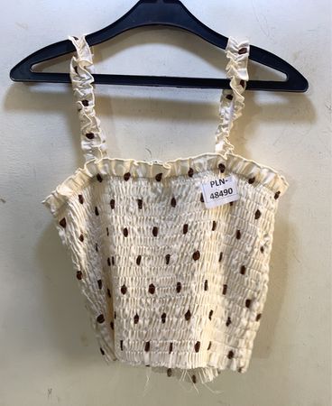 PITAYA Smocked Polka Dot Crop Top